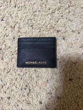 Michael Kors Black Card Holder with Gold Logo Plate
